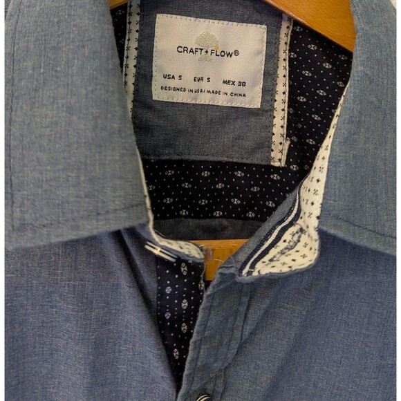 Craft & Flow Mens Size Small Blue/Gray Button Down Shirt Short Sleeve (497m) - Picture 3 of 3